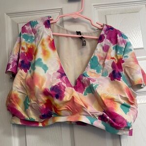 Floral V-Neck Women's swim top